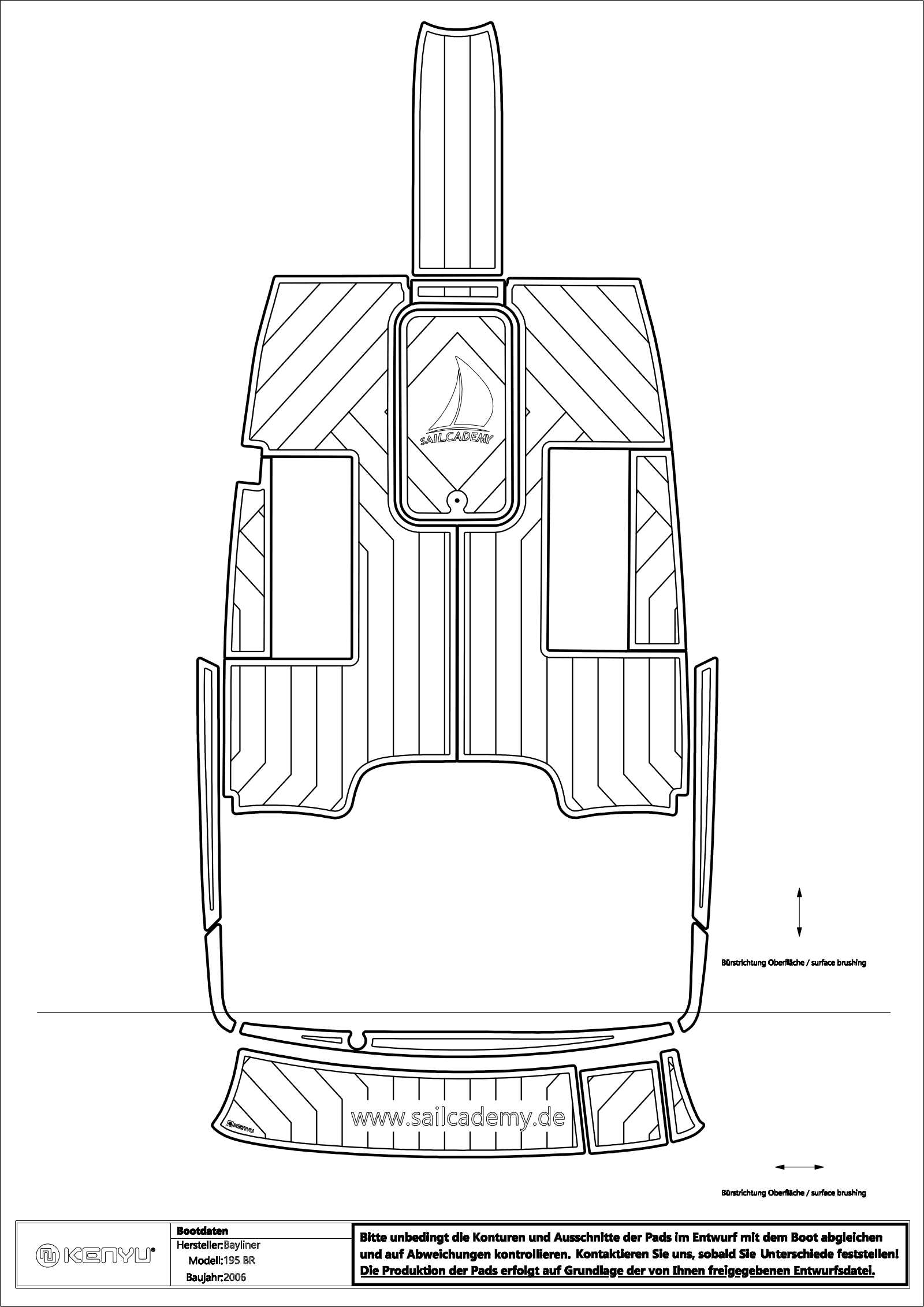 Entwurf für die Bayliner 195 BR: Flächen, Fugenbild und Ausschnitte